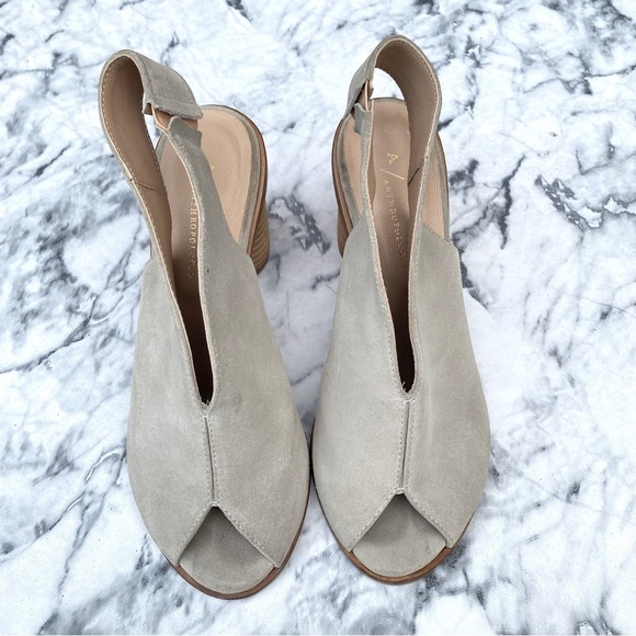 ANTHROPOLOGIE Suede Tracy Slingback Open Toes Shoes - Picture 3 of 8